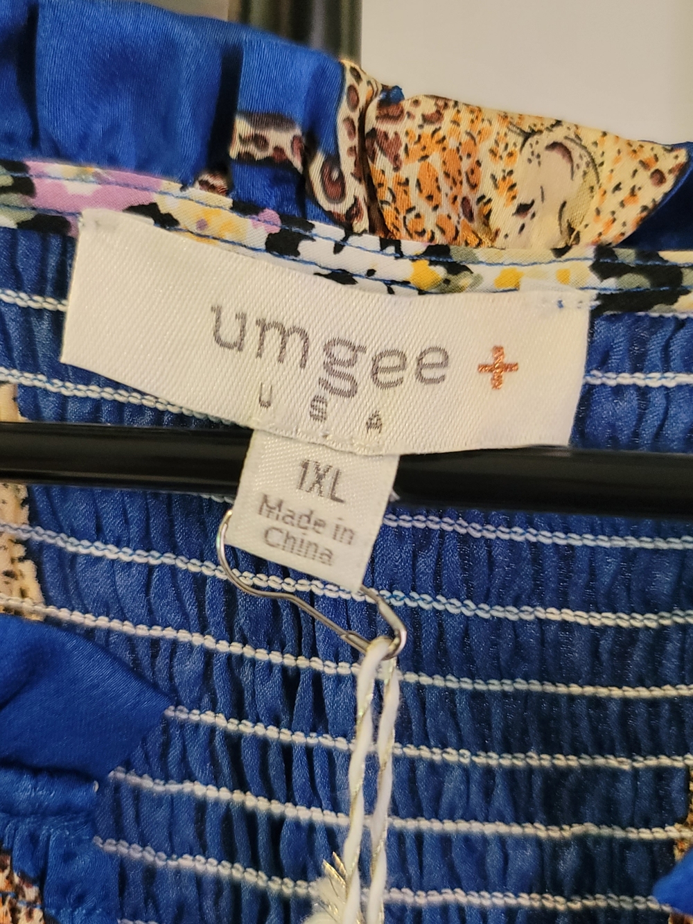 NWT UMGEE Royal Blue Sleeveless Mini Dress Leopard Print Women's Size 1X - Picture 2 of 9